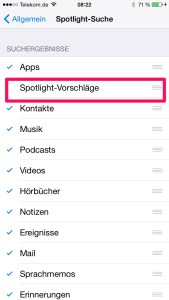 Spotlight ein/ausschalten