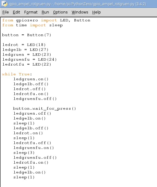 Ampelschaltung mit GPIO Zero Screenshot Horst Sievert