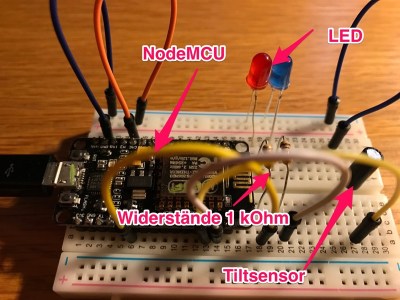 Versuchsaufbau Blynk-Alarm, Foto HoSi