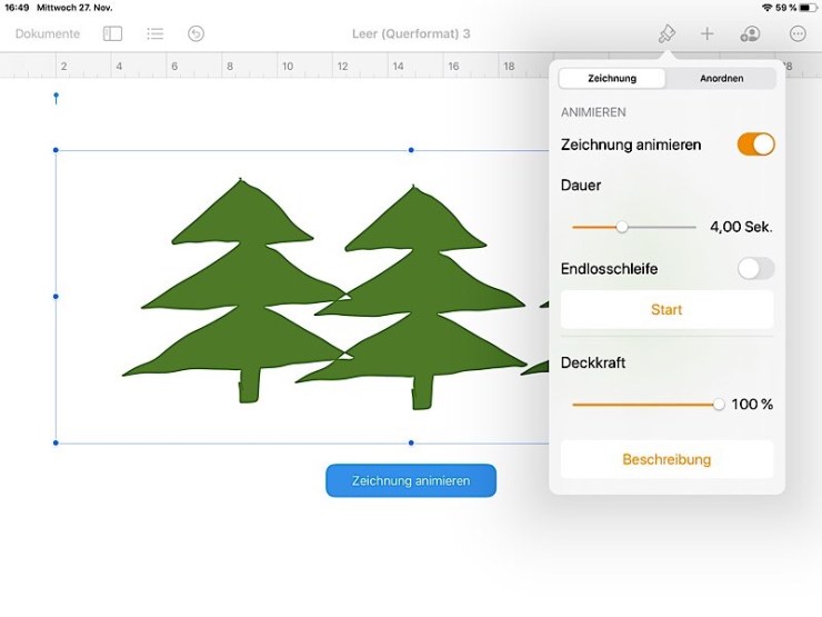Zeichnung in Pages animieren