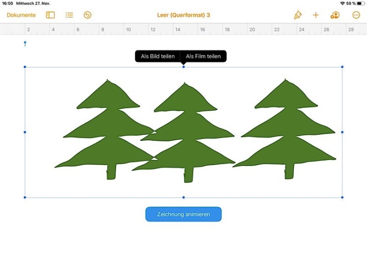 Animation aus Pages teilen