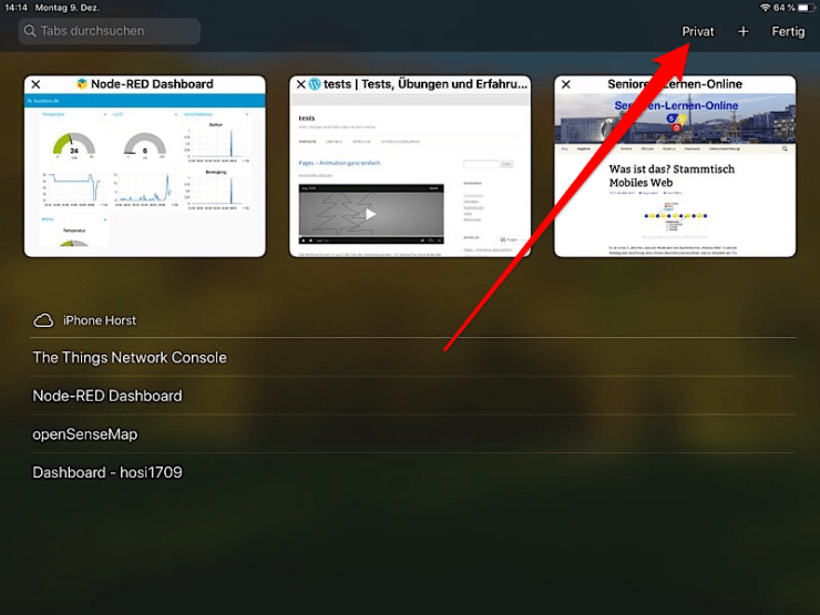 Privat ein/ausschalten