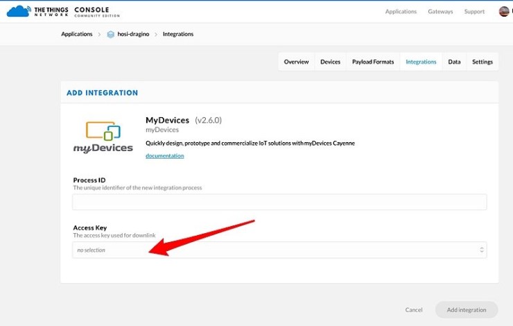 Einrichten von MyDevices bei TTN