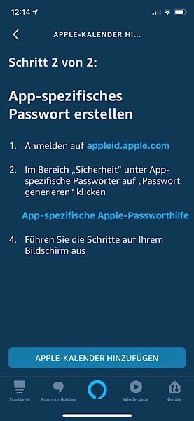 Apple-Kalender App-spezifisches Passwort