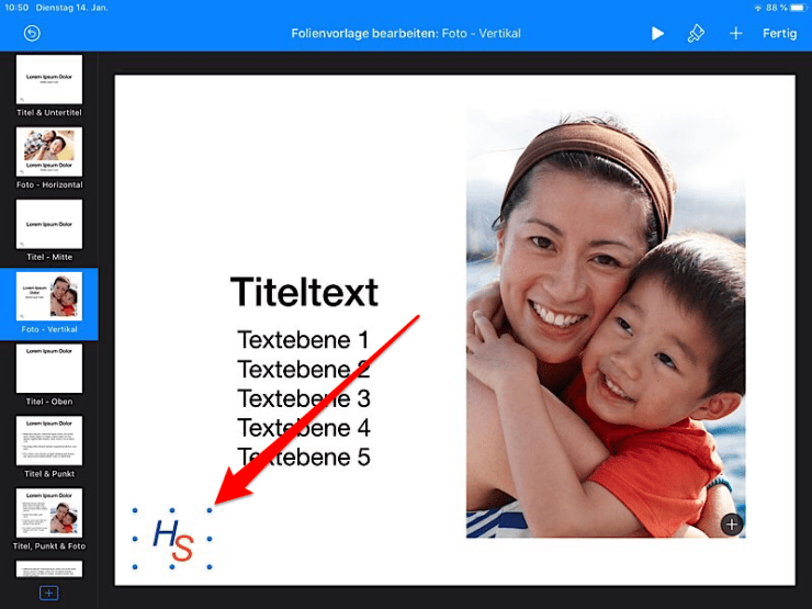 Keynote Folien ändern